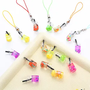 Mini Fruit Glass Bottle Pendant Charms For DIY Necklace Earrings Making Small Wishing Bottle Fruits Glass Pendant Jewelry Accessories