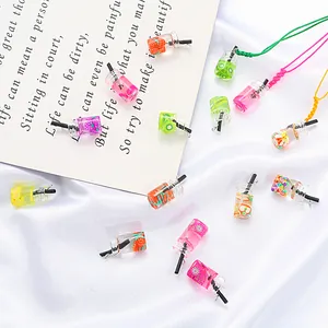 Set of colorful miniature fruit juice bottle pendants for DIY necklace jewelry making