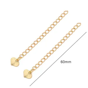 Premium 60mm 14K gold-filled heart charm extension chain for DIY necklaces and bracelets