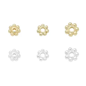 High-quality 14K gold filled and silver flower snowflake spacer beads for DIY jewelry making