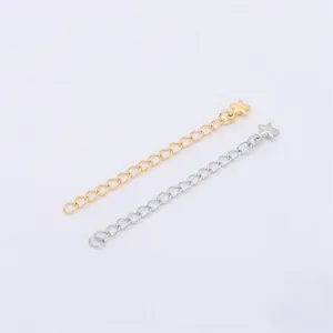 14K gold and silver extension chains with star pendants for DIY jewelry necklace making