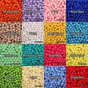 Perles Rondes en Acrylique de Couleur Unie pour Fabrication de Bijoux DIY Bracelets Accessoires Cheveux Matériaux Artisanaux