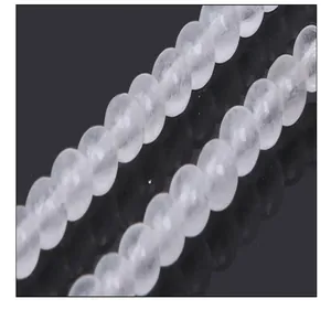 Macro view showing the translucent texture of natural white crystal beads for DIY crafts