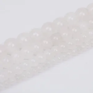 Natural White Jade Round Loose Beads Polished Crystal Stone Strand For DIY Jewelry Making Bracelet Necklace Accessories
