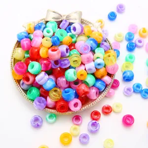 Colorful acrylic large hole candy beads for DIY jewelry making and hair accessories.
