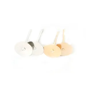 High-quality DIY earring stud posts with flat pads in silver and gold metallic finishes