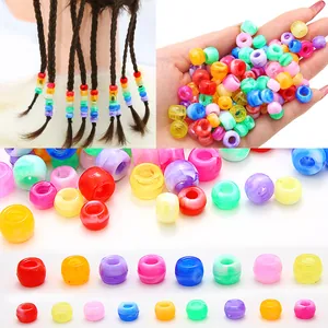 Colorful acrylic large hole barrel beads for DIY hair accessories and jewelry making