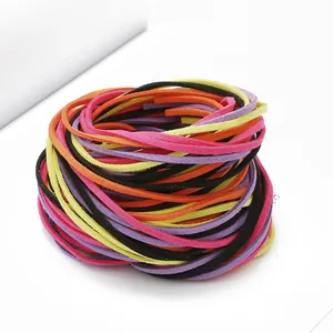 Detailed close-up of 3mm colorful Korean velvet suede cords for DIY jewelry making crafts