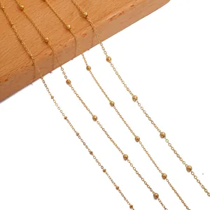 Detailed view of high quality 18k gold plated satellite chain for jewelry making