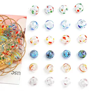 Variety of colorful hand-painted lampwork glass bubble beads for DIY jewelry