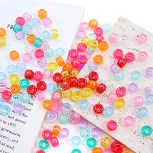 Colorful acrylic large hole pony beads for DIY bracelet and necklace jewelry making