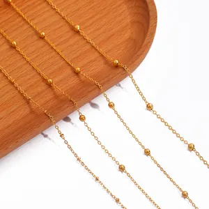 18K Gold Plated Copper Satellite Chain Beaded O-Chain For DIY Necklace Bracelet Jewelry Making Supplies Craft Accessory
