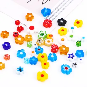 Vibrant Millefiori glass flower beads for handmade jewelry DIY projects