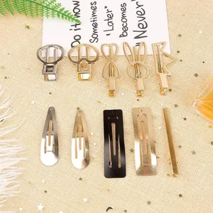 A variety of golden and silver DIY metal hair clips for handmade hair accessory making