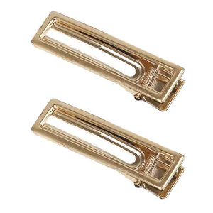 Set of two premium gold rectangular duckbill hair clips for DIY hair accessory making