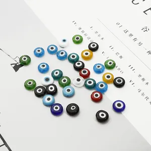 Assorted multi-color flat round evil eye lampwork glass beads for DIY jewelry making crafts