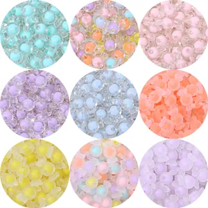 Colorful candy-shaped acrylic loose beads for DIY jewelry making in a 3x3 grid display