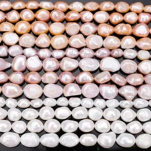 Natural freshwater baroque pearls in pink and white shades for DIY jewelry making