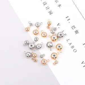 Copper Round Slide Beads With Loop Adjustable Silicone Positioning Beads For DIY Jewelry Bracelet Necklace Accessory Findings