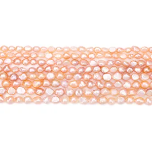 Strands of peach pink natural freshwater baroque pearls for DIY jewelry making supplies