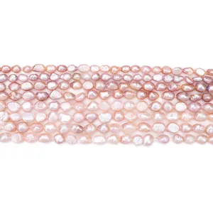 Natural pink freshwater baroque pearl strands for DIY jewelry making accessories.