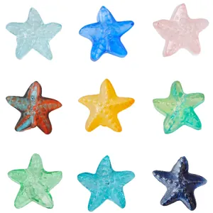 Set di 9 perle colorate a forma di stella marina in vetro da 15 mm per gioielli fai da te