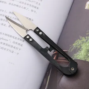 Portable black U-shaped thread snippers for sewing DIY crafts and thread trimming
