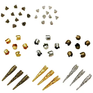 Assortiment de calottes et accessoires de bijoux en bronze doré et argenté