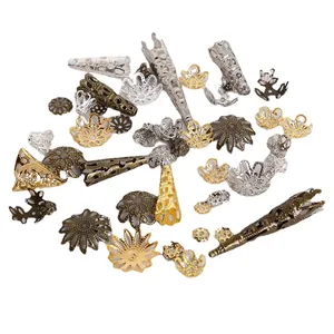 Metal Alloy Filigree Hollow Flower Bead Caps for DIY Jewelry Making Spacer Caps for Earrings Hairpins Bracelets Handcraft Material
