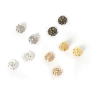 Assorted metal flower bead caps in various finishes for DIY jewelry making