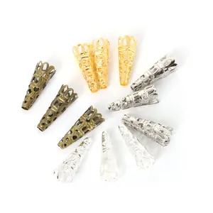 Assorted filigree metal flower caps in gold and silver for DIY jewelry making accessories