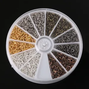 Lot de vis à œil en fer couleurs mélangées pour création de bijoux DIY boîte ronde