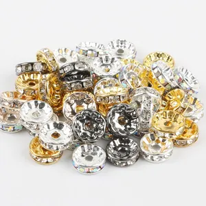 Set di distanziatori in strass oro, argento e canna di fucile per la creazione di gioielli