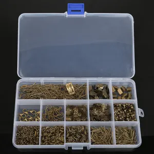 Kit de fabrication de bijoux avec fermoirs homard en bronze dans une boîte de 15 cases.