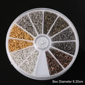 Kit de vis à œillet en métal coloré pour création de bijoux DIY dans une boîte ronde