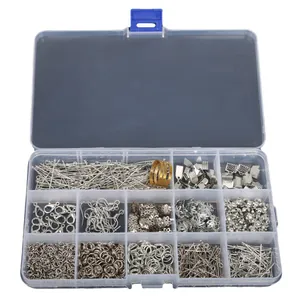 Kit complet d'accessoires pour la fabrication de bijoux avec boîte à 12 compartiments