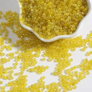 Perline di vetro gialle traslucide da 4mm per creazione di gioielli fai da te e bricolage