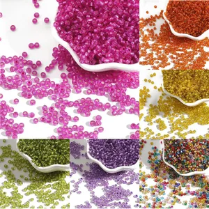 2-4mm silver-lined colorful glass seed beads set in various colors for DIY jewelry making
