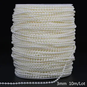 3mm ABS faux pearl bead chain string on spool for DIY wedding decoration
