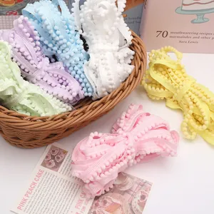 Farbenfroher Pom-Pom-Spitzenbesatz aus Polyester für DIY-Näharbeiten und Kleidung