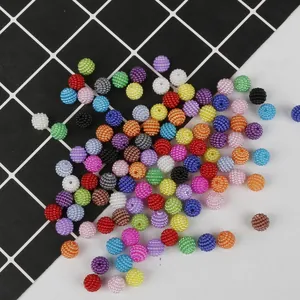 Assorted colorful ABS bayberry textured round beads with holes for DIY jewelry making
