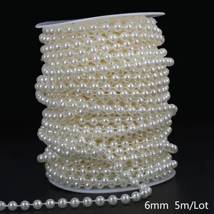 6mm cream white ABS faux pearl chain on a spool for DIY wedding and craft decoration