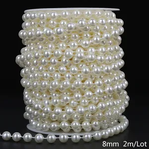 8mm ABS imitation pearl bead chain roll for DIY jewelry, crafts and wedding decor