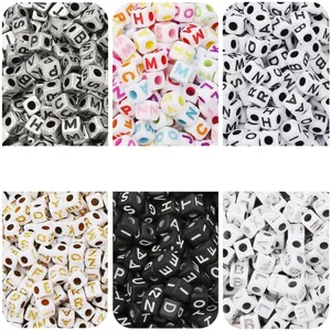 Acrylic Alphabet Letter Beads Number Beads Square Cube Spacer Beads For DIY Jewelry Making Bracelet Necklace Crafts Supplies
