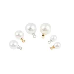 Pendentifs en perles ABS de tailles variées avec boucles or et argent pour bijoux DIY