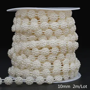 10mm cream white ABS imitation pearl bead flower chain for DIY crafts and wedding decor