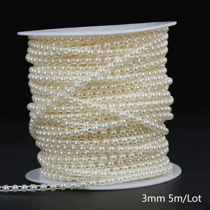 Detail showing 3mm cream ABS faux pearl chain beads for DIY crafts and wedding decor
