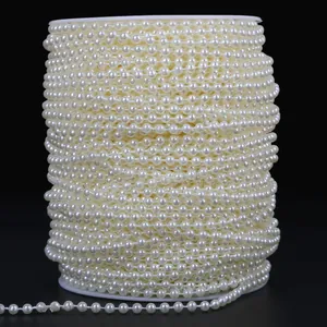Premium off-white ABS imitation pearl bead chain roll for DIY wedding craft decor