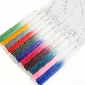 Assorted 13cm gradient color tassels for bookmarks and fan pendants on white background