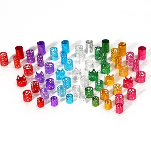 Set of 50 colorful aluminum beads in crown and hollow styles for DIY jewelry making